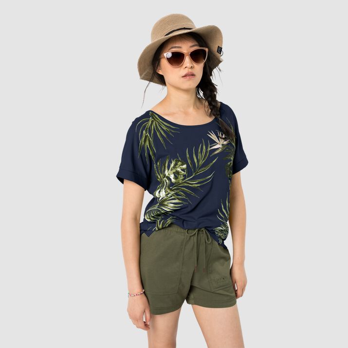 Jack Wolfskin Womens Tropical Leaf T-shirt Navy 981052UCR